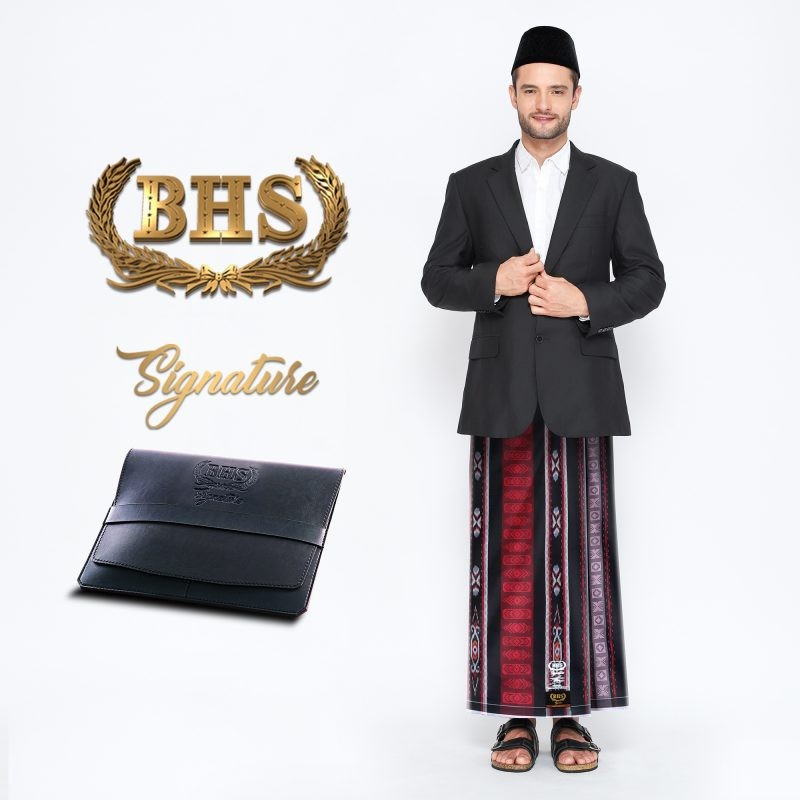 Sarung BHS Signature Gold Motif S75 SIB Hitam Merah 01